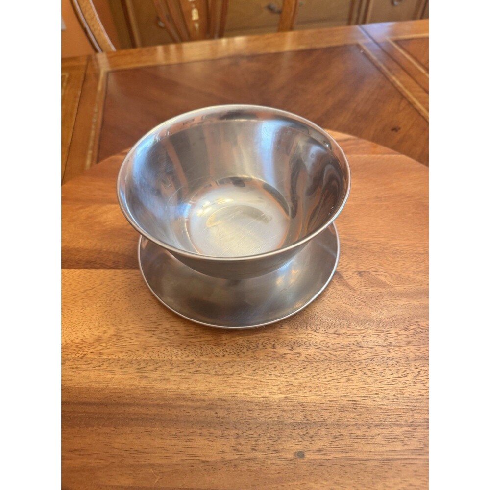 Vtg Raimond Gravy Boat Stainless Steel 18/8 Denmark Sauce Bowl Under Plate